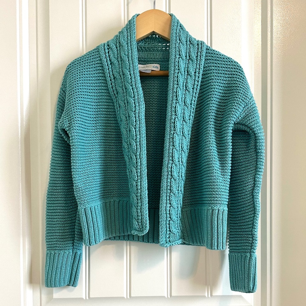 Garnet Hill Kids Girls Knit Cardigan, organic cotton size M